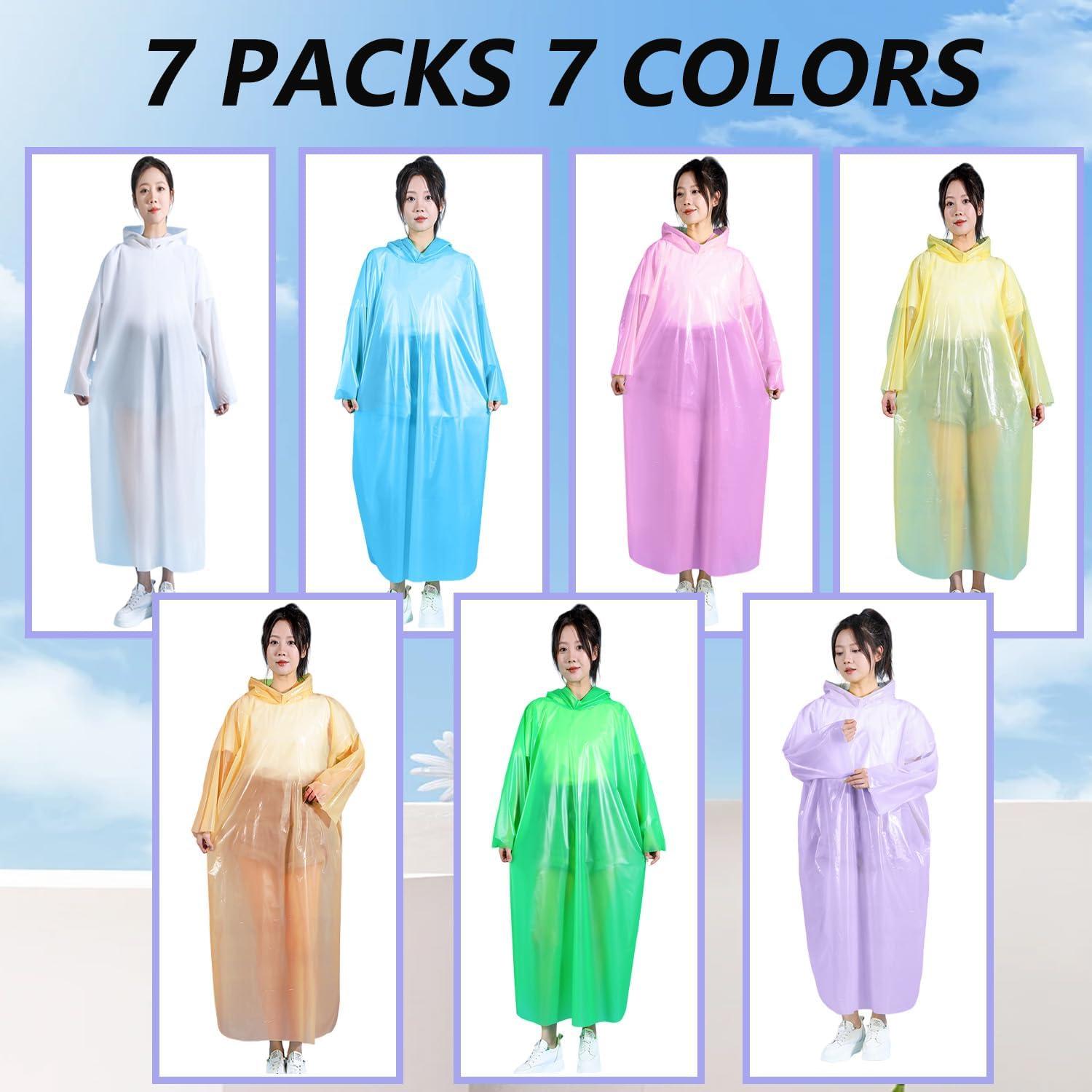 Ponchos de Lluvia Desechables 7 Colores Adultos Impermeables