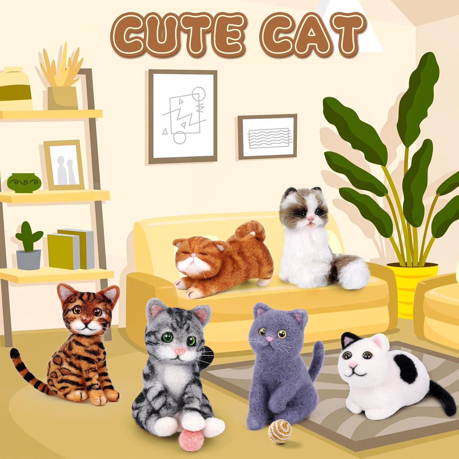 Kit de Fieltro de Aguja Mayboos para Principiantes - Gato