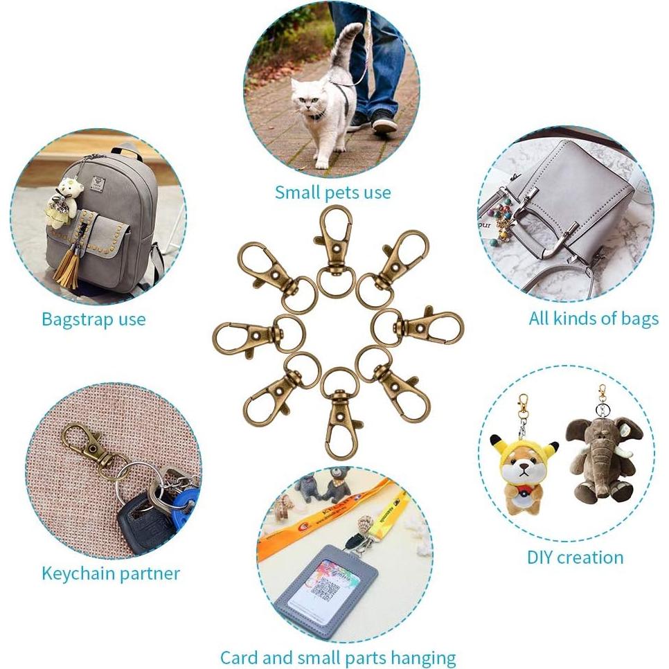 100 Ganchos de Llave con Anillos HXSEMAYIG Bronce Verde