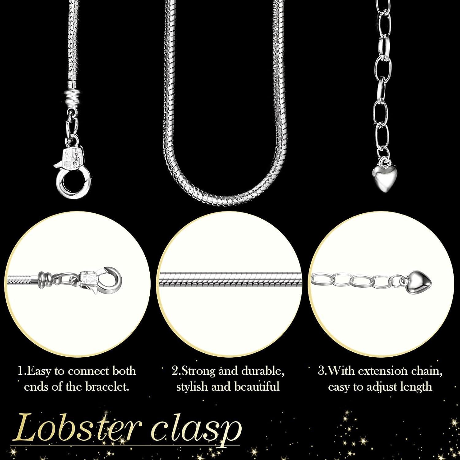 Pulsera de Encanto de Serpiente Hicarer 27 Piezas Plata 16 cm