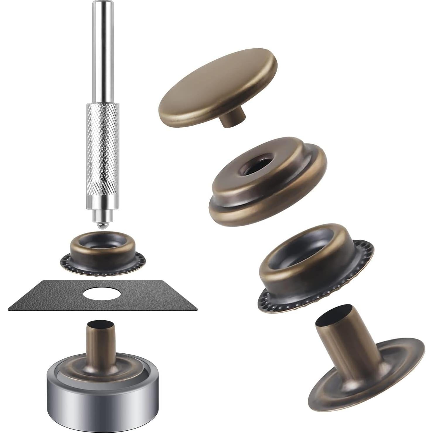 Kit de 40 Piezas Broches a Presión Moocci 15mm Bronce