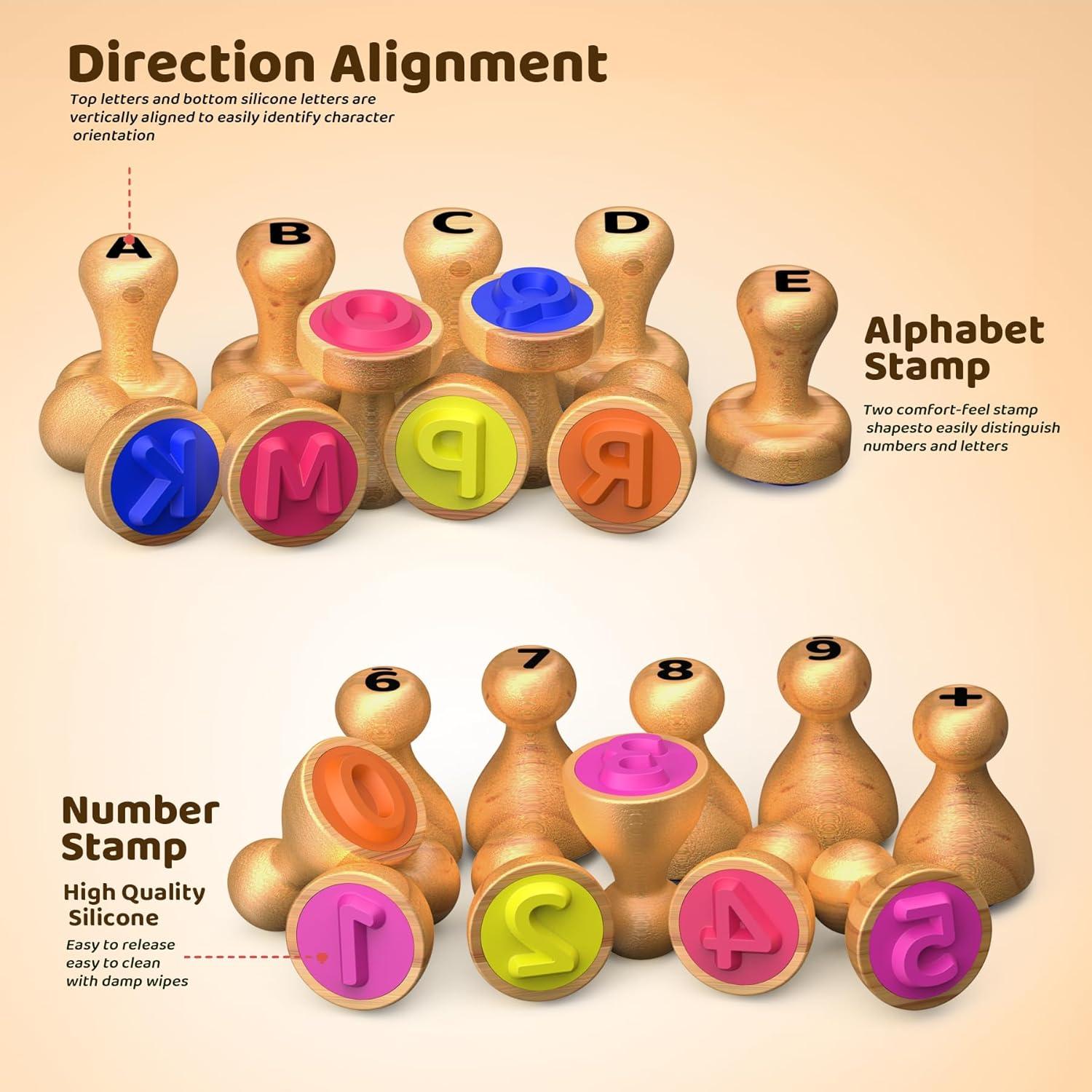 Juego de Sellos de Alfabeto y Números UdoUto con Plastilina