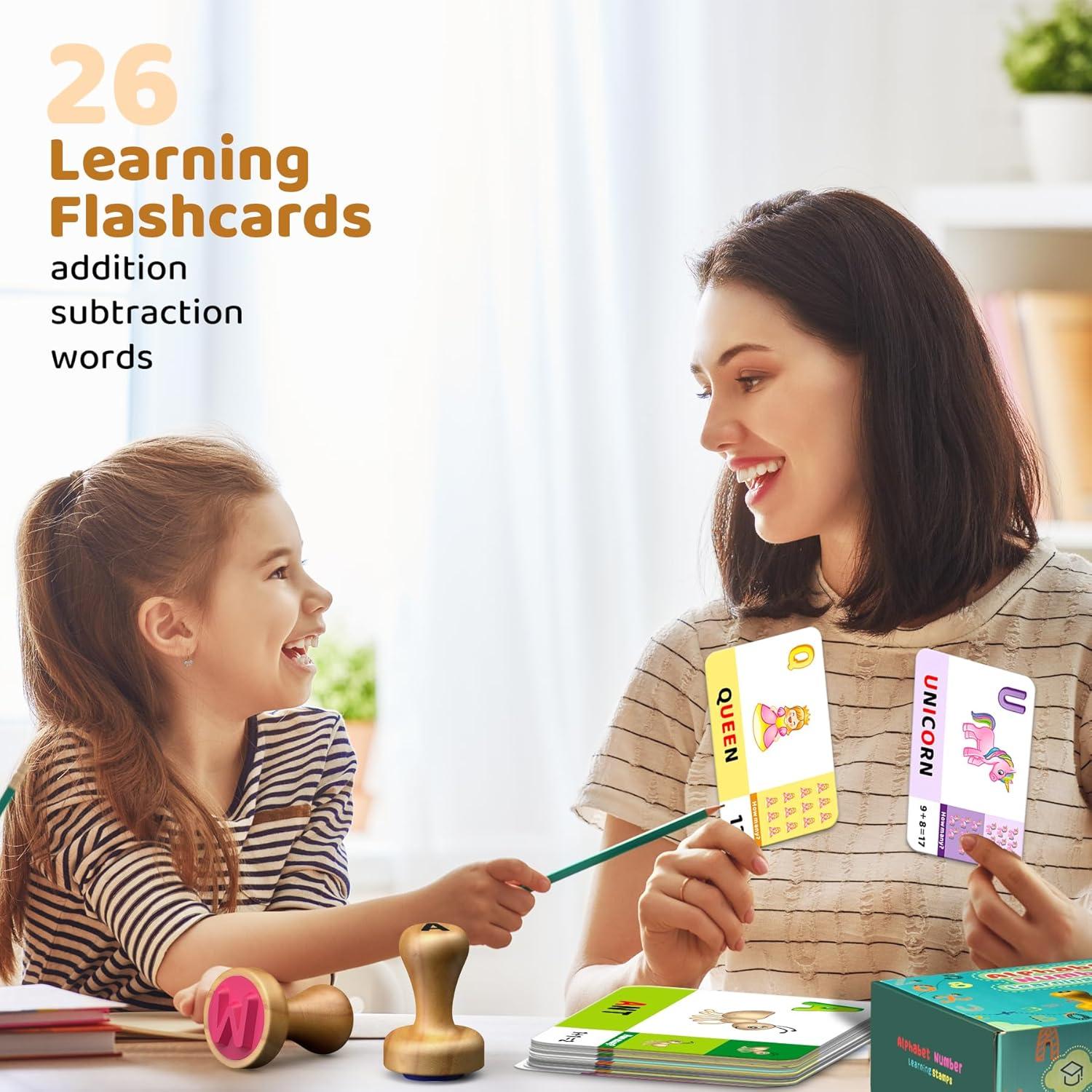 Juego de Sellos de Alfabeto y Números UdoUto con Plastilina