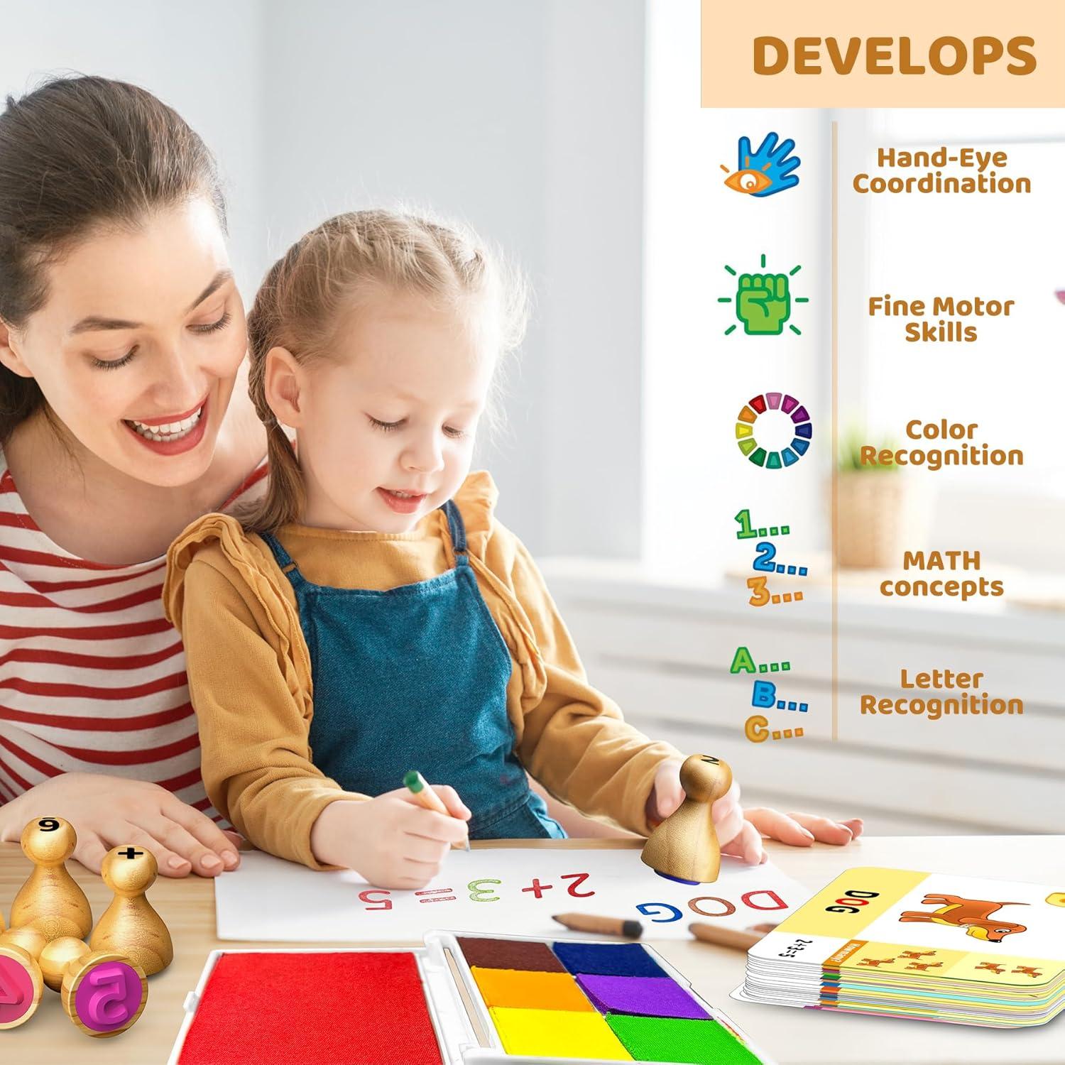 Juego de Sellos de Alfabeto y Números UdoUto con Plastilina