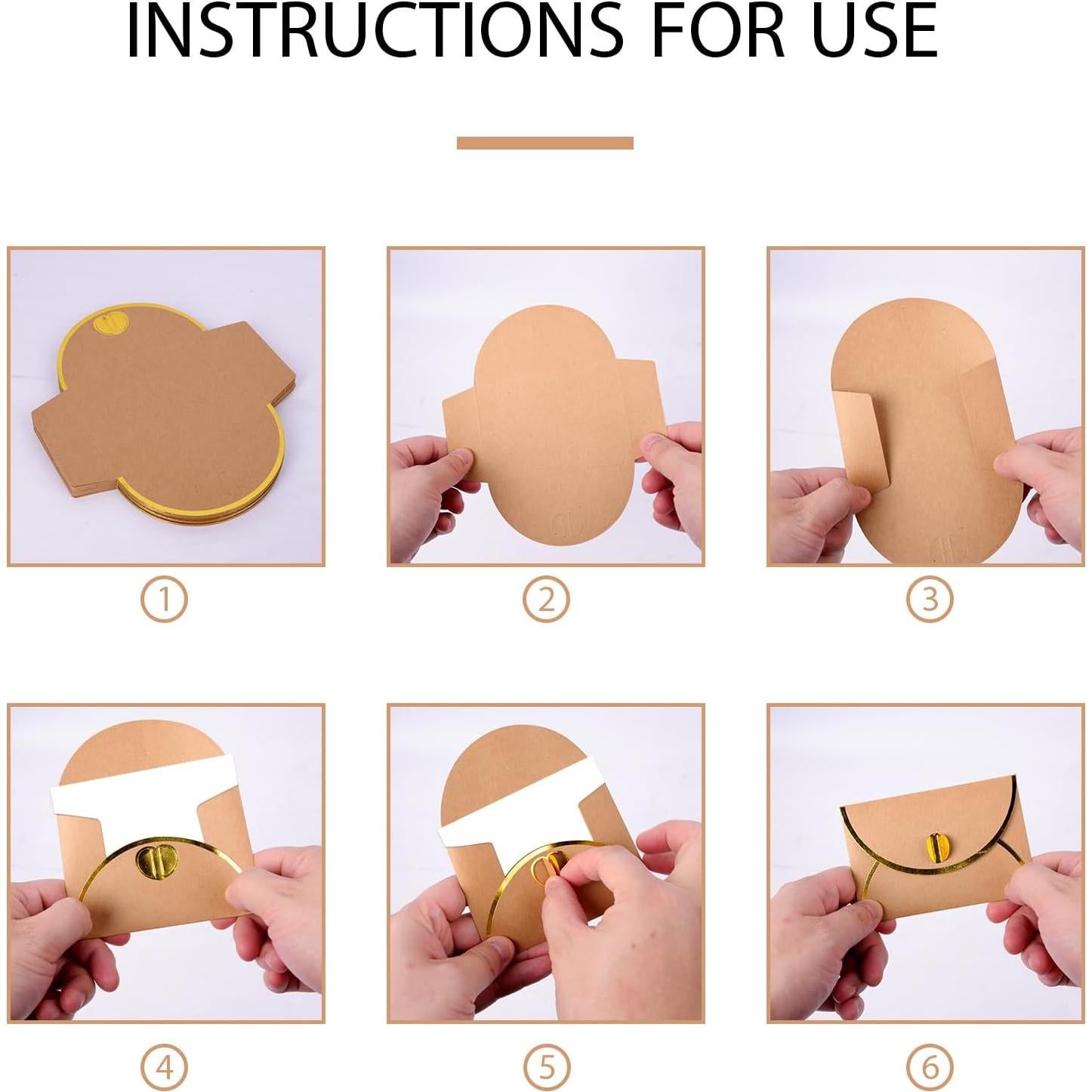 30 Mini Sobres Kraft con Cierre Corazón GEVOPREFRRED 10.5x7cm