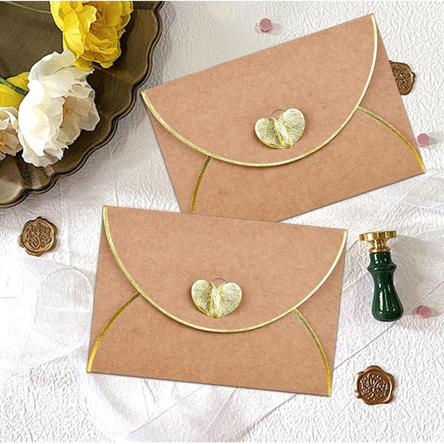 30 Mini Sobres Kraft con Cierre Corazón GEVOPREFRRED 10.5x7cm