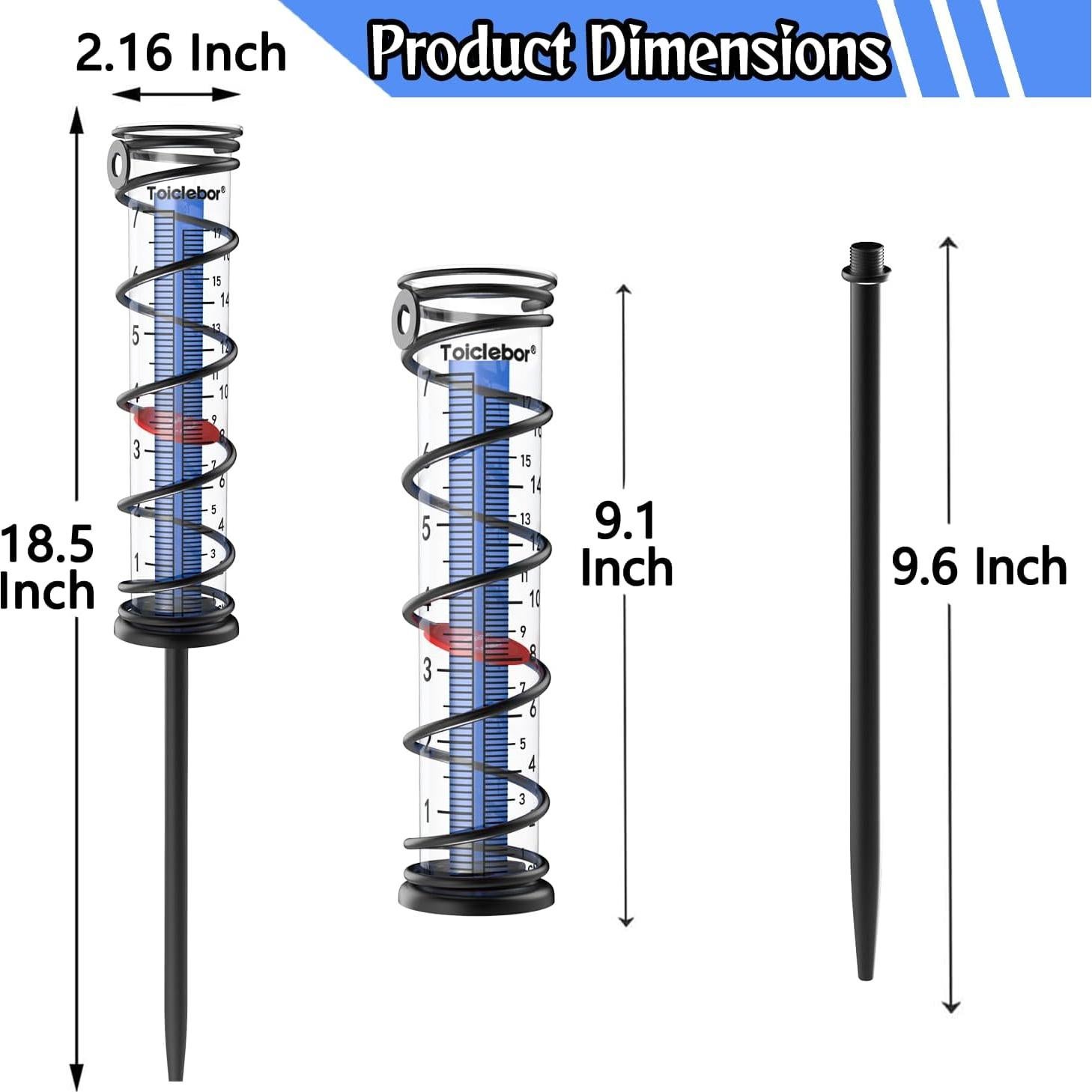 Pluviómetro Exterior Toiclebor RM-BS7-002 Escala Dual 42 cm