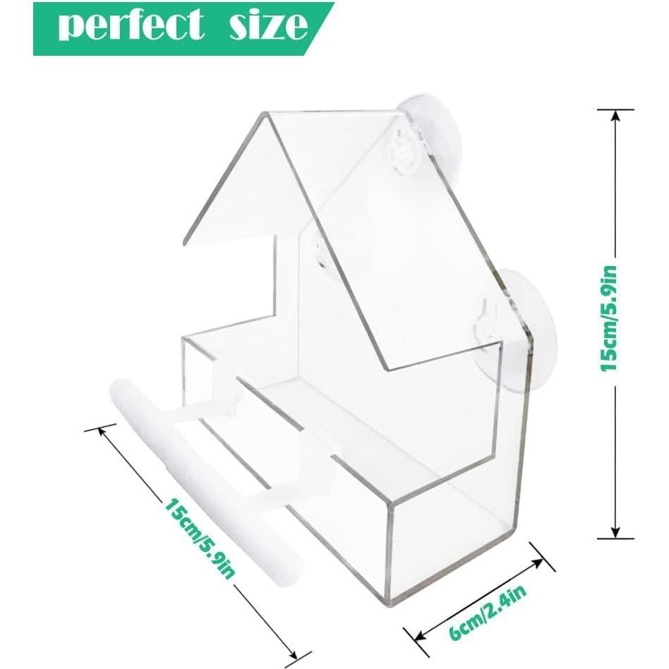 Comedero para Aves de Ventana WLLKOO Acrílico 15x7x15 cm