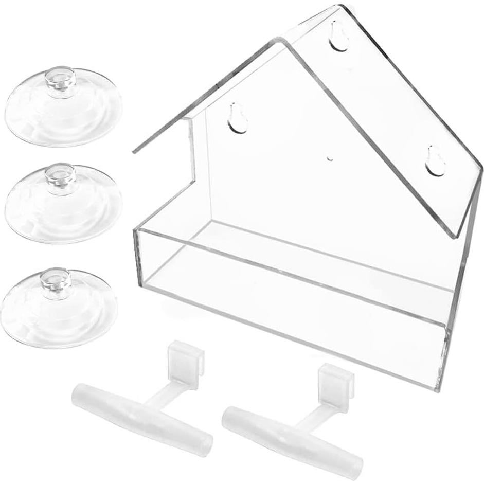 Comedero para Aves de Ventana WLLKOO Acrílico 15x7x15 cm