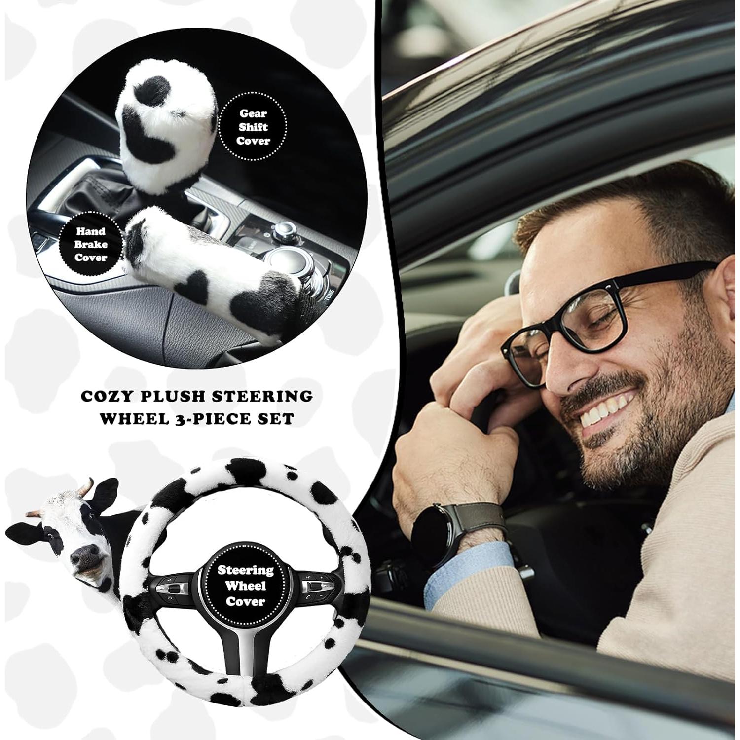 Juego de Fundas de Volante BubabyZZ 3 Piezas Diseño Vaca 38 cm