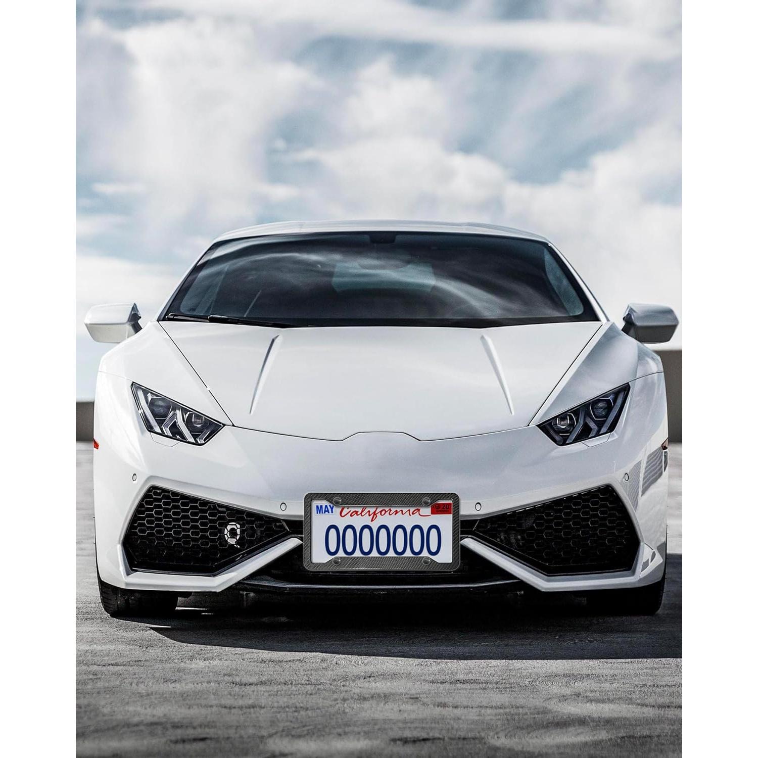 Marcos de Placa de Licencia ZXFOOG - Aluminio Negro Patrón Carbono