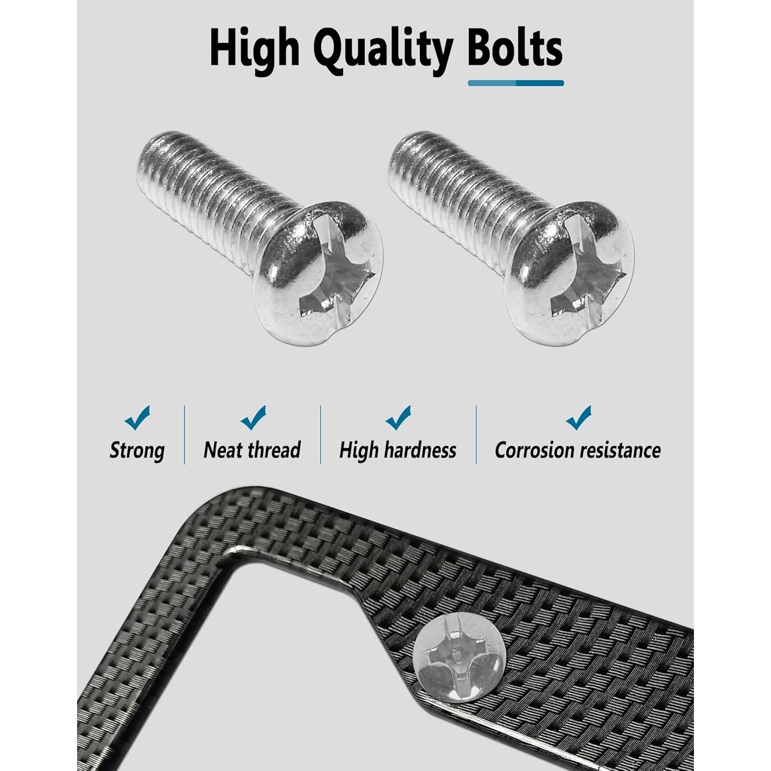 Marcos de Placa de Licencia ZXFOOG - Aluminio Negro Patrón Carbono