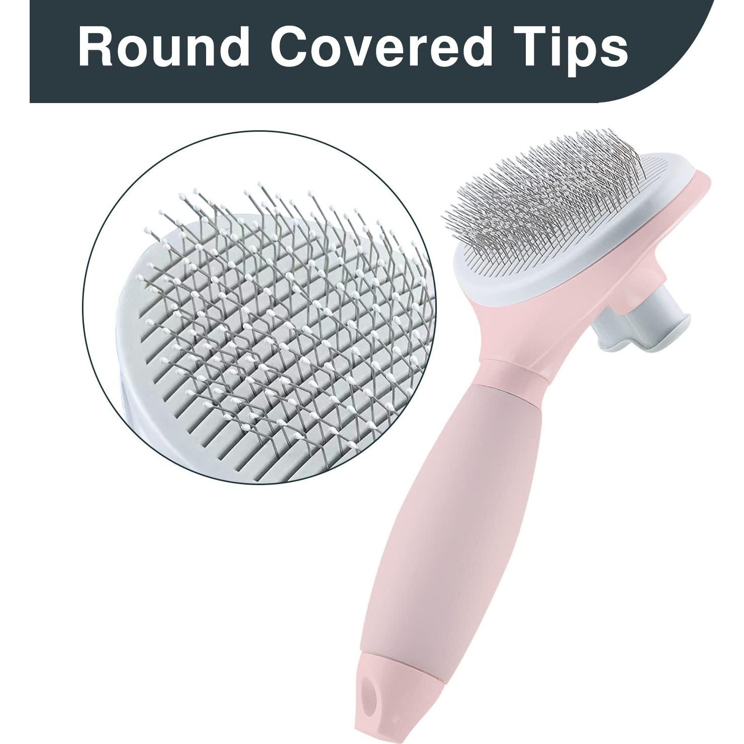 Cepillo de Aseo para Gatos y Perros YiEFUR Rosa Autolimpiante