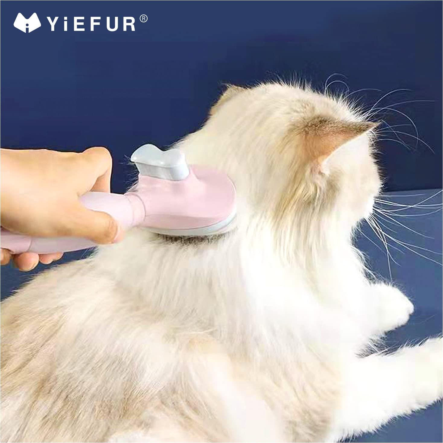 Cepillo de Aseo para Gatos y Perros YiEFUR Rosa Autolimpiante