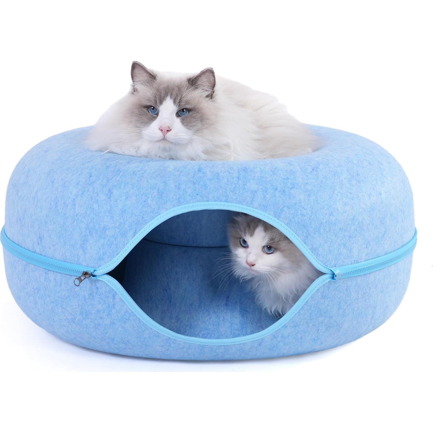 Cama Túnel para Gatos PLIISLUP Grande Azul 61x61x28 cm