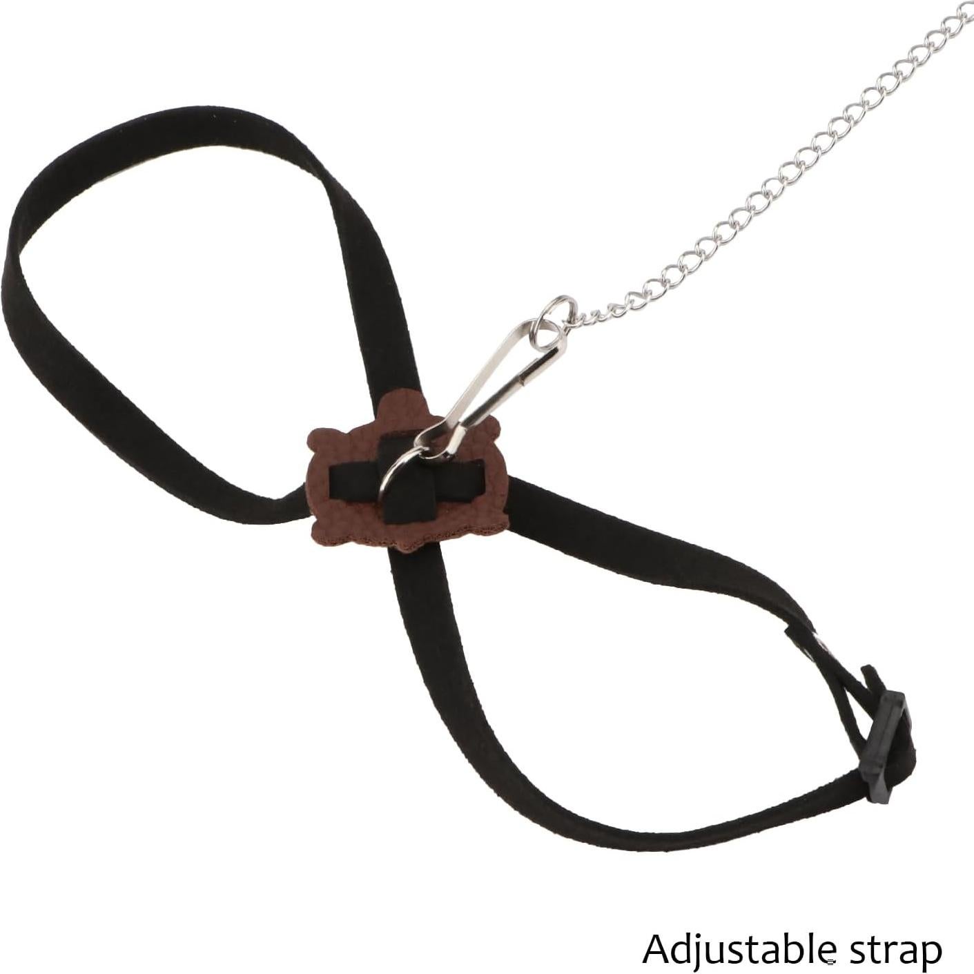 Paquete de 2 Arnés y Correa Ajustable para Reptiles Wontee Negro