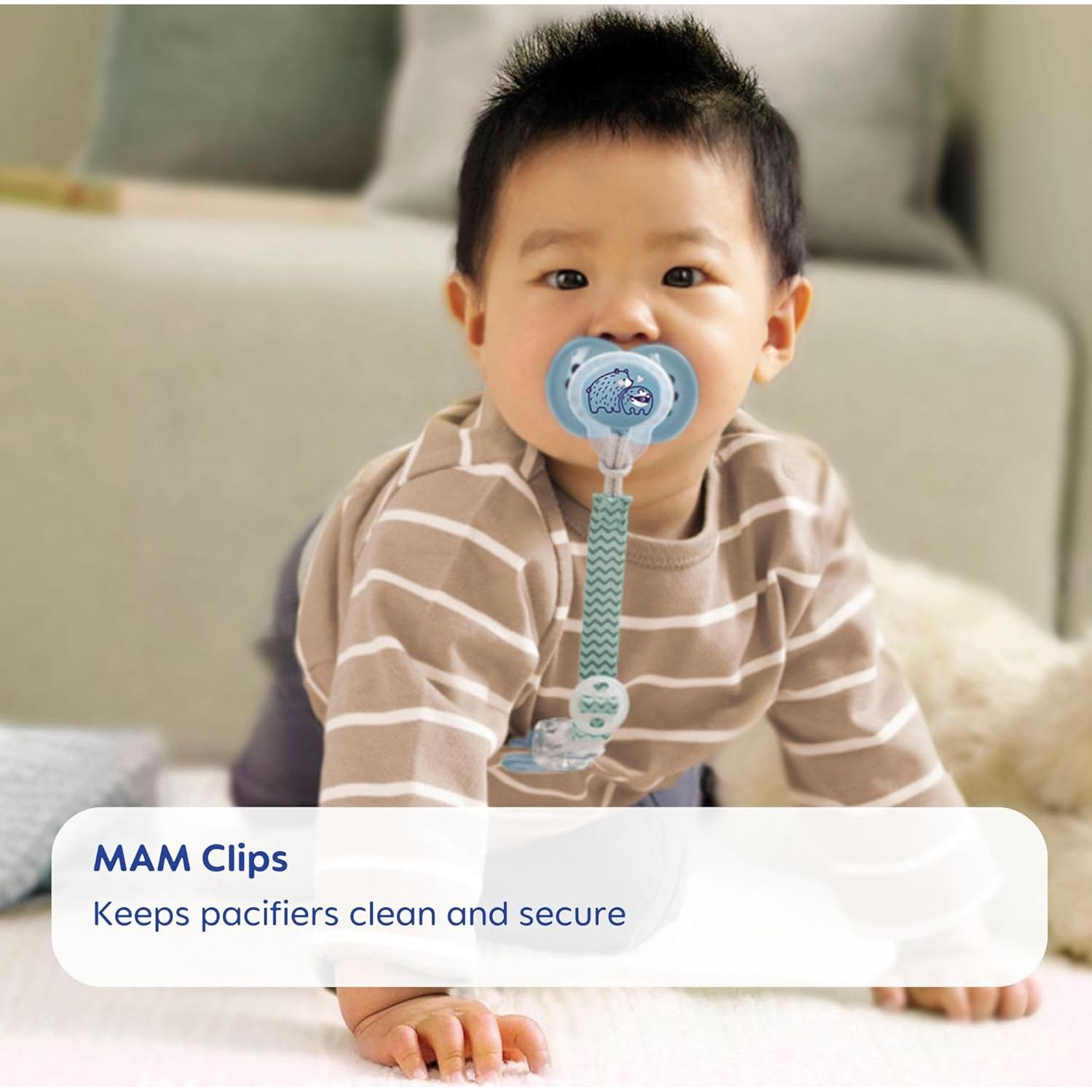 Clips para Chupetes MAM - 2 Paquete, Ajuste Universal, Libre de BPA