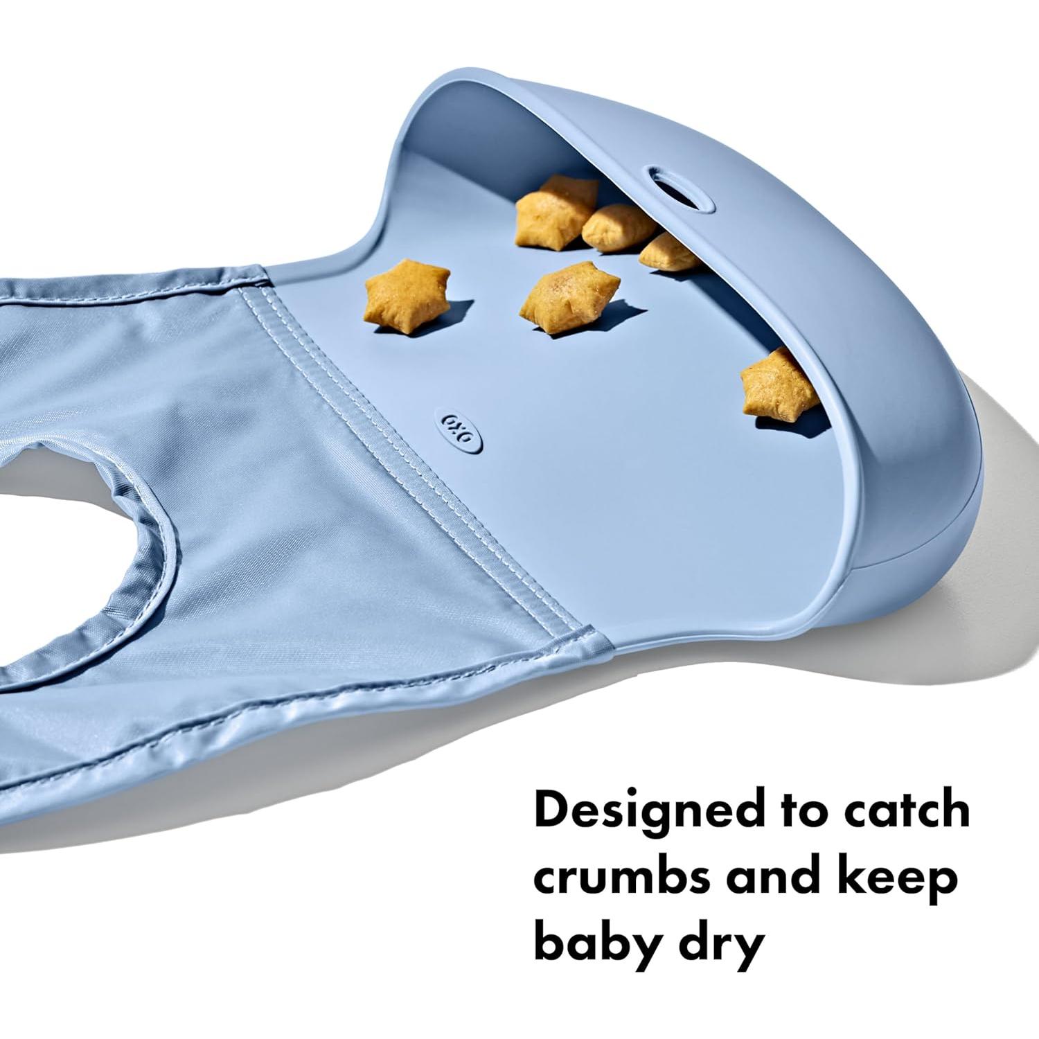 Babero OXO Tot Roll-Up 2 Pack Flor y Crepúsculo - Silicona