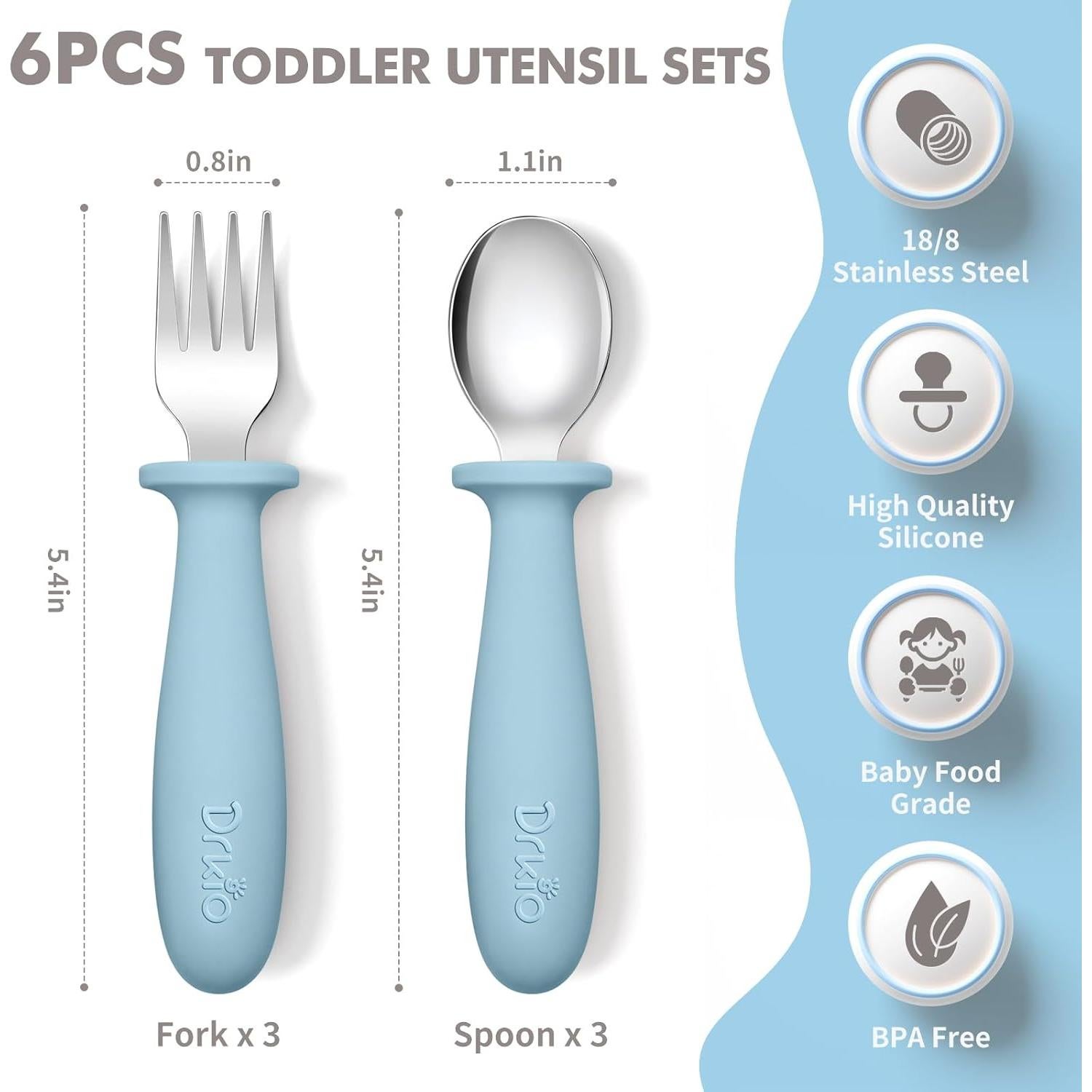 Set de Utensilios para Niños DRKIO 6 Piezas Acero Inoxidable