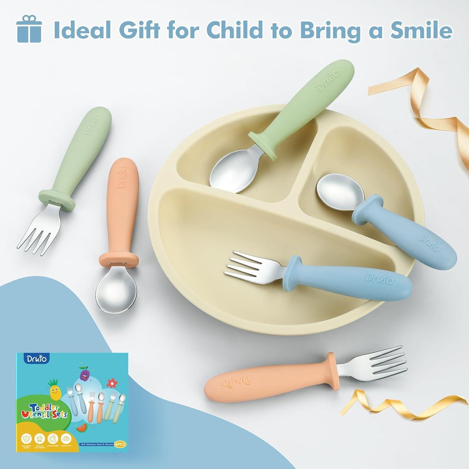 Set de Utensilios para Niños DRKIO 6 Piezas Acero Inoxidable