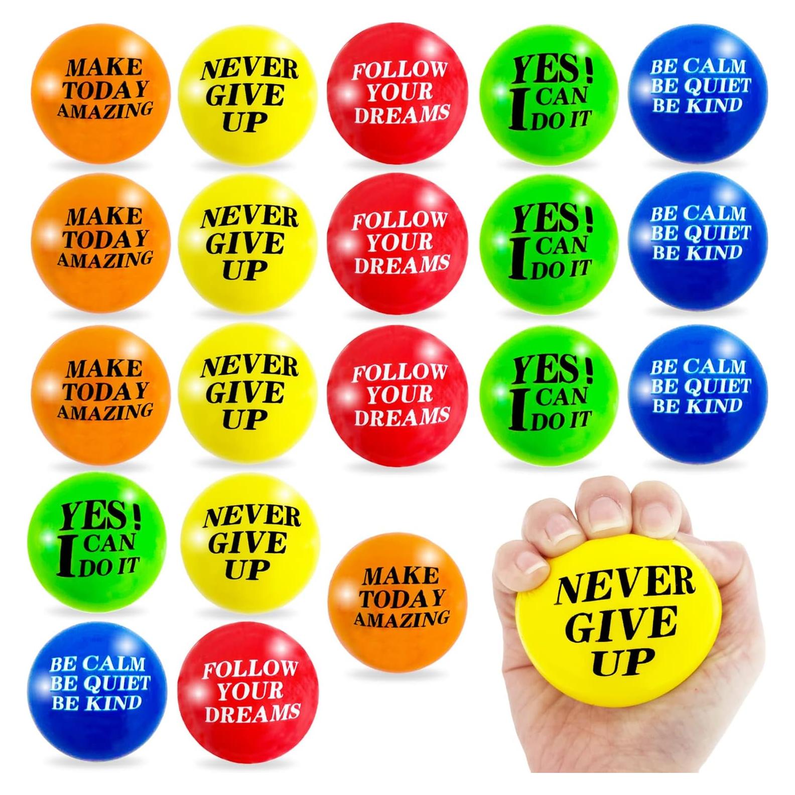 20 Pelotas de Estrés Motivacionales Coloridas Baaxxango 6 cm