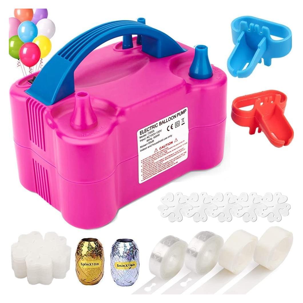 Bomba de Globo ELLECK Eléctrica 600W Doble Boquilla Rosa