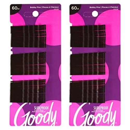 Pasadores de Pelo Goody SlideProof Negros 60 Unidades Paquete de 2