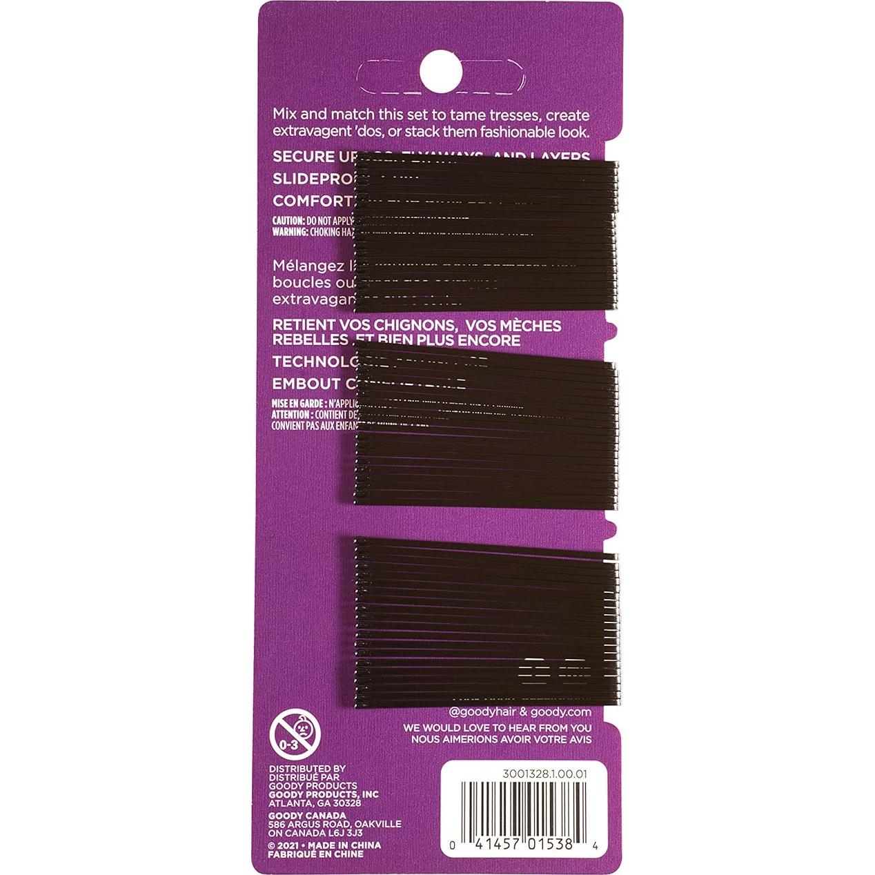 Pasadores de Pelo Goody SlideProof Negros 60 Unidades Paquete de 2