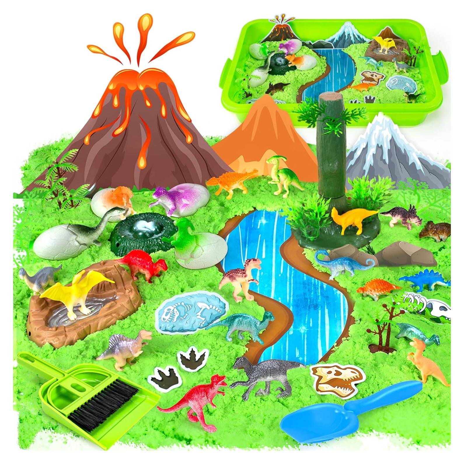 Caja Sensorial de Dinosaurios Hymaz con 1 kg de Arena Verde