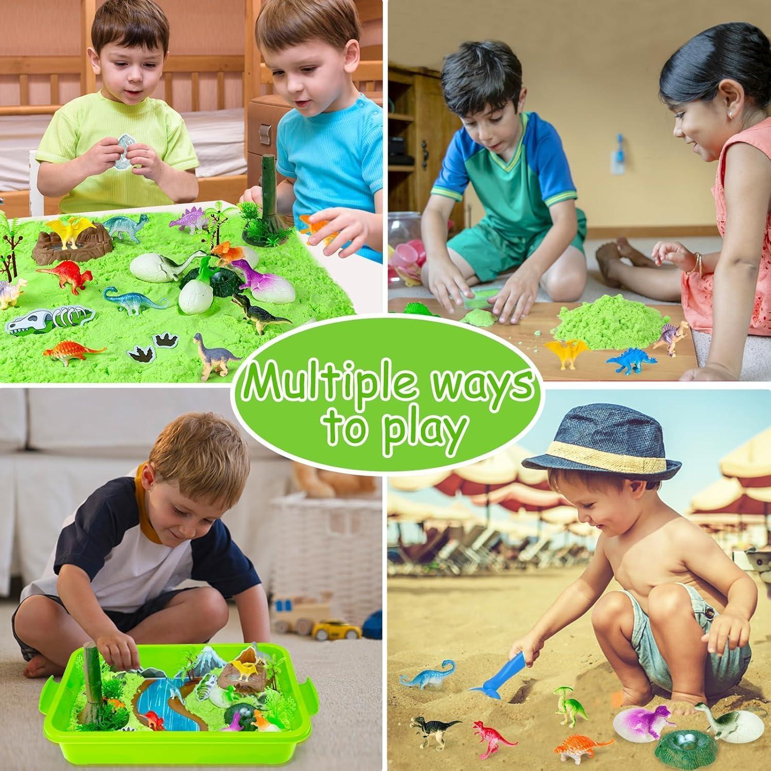 Caja Sensorial de Dinosaurios Hymaz con 1 kg de Arena Verde