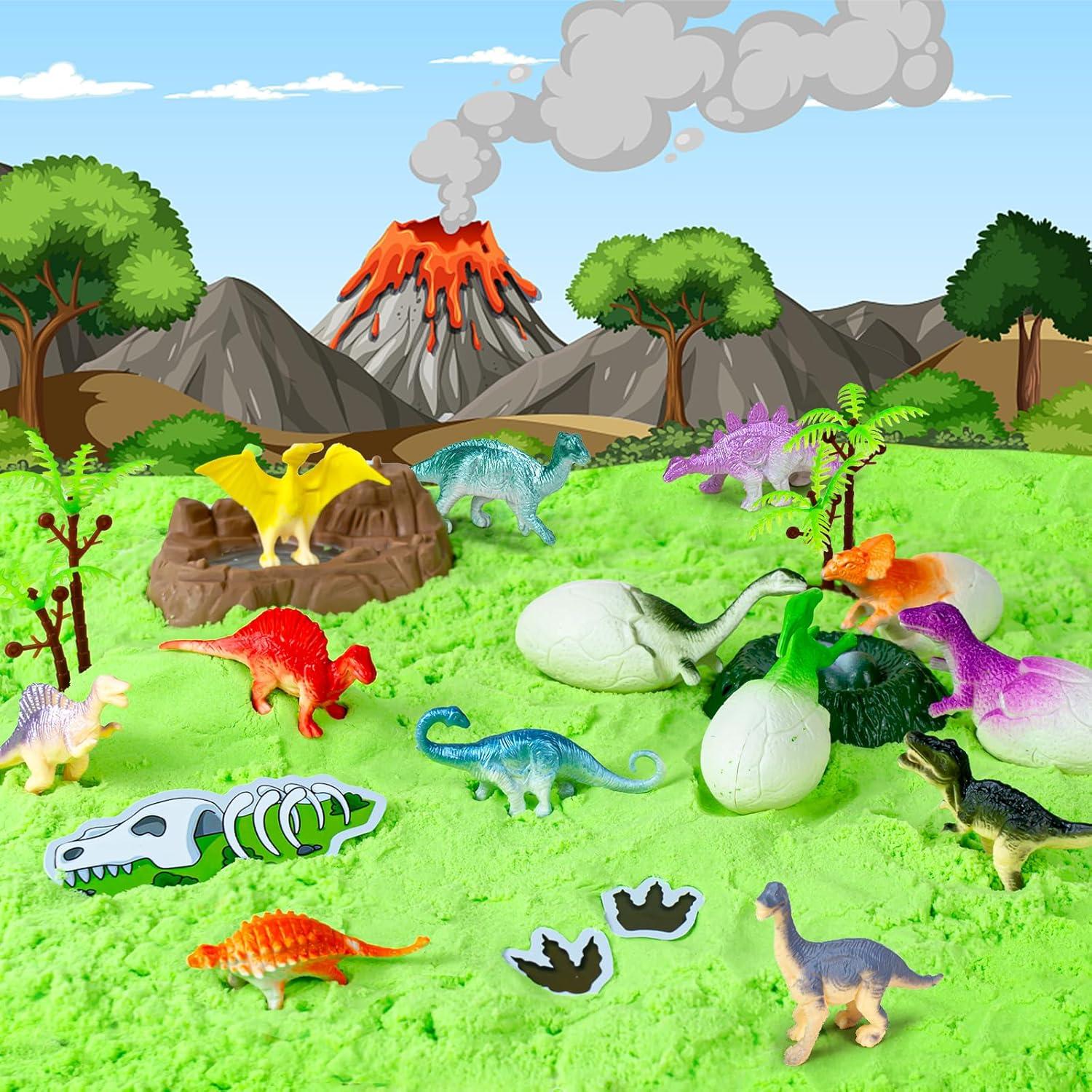 Caja Sensorial de Dinosaurios Hymaz con 1 kg de Arena Verde