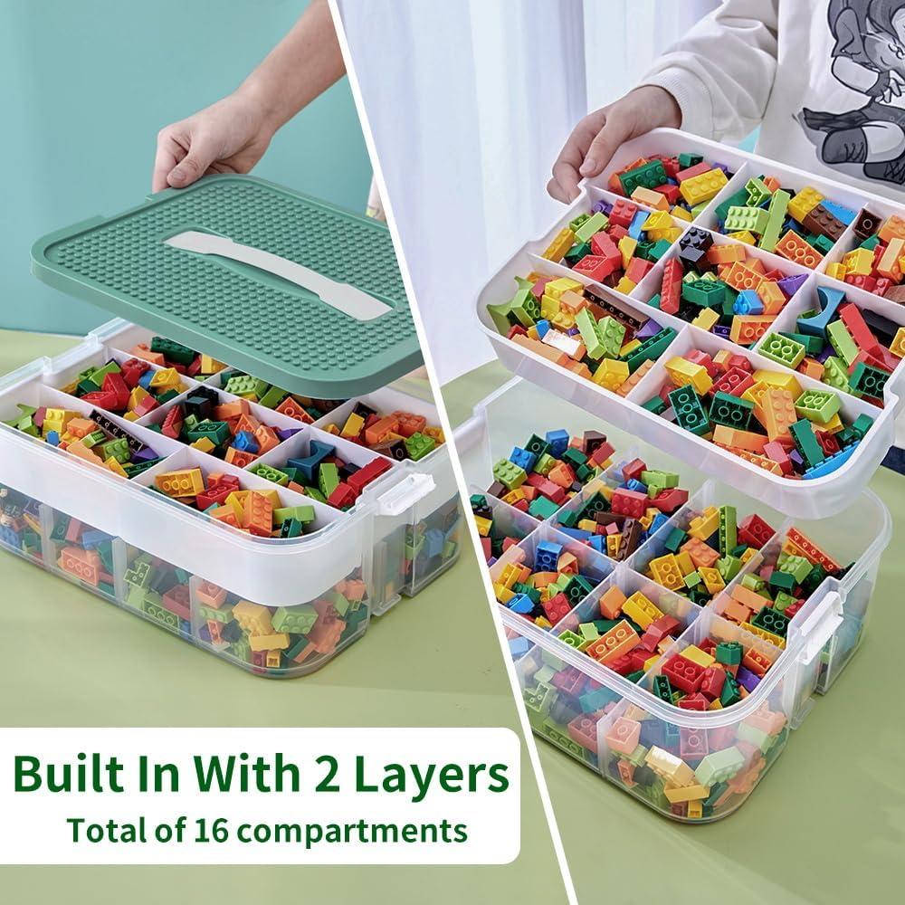 Caja de Almacenamiento Apilable POSHIGE 16 Compartimentos Verde