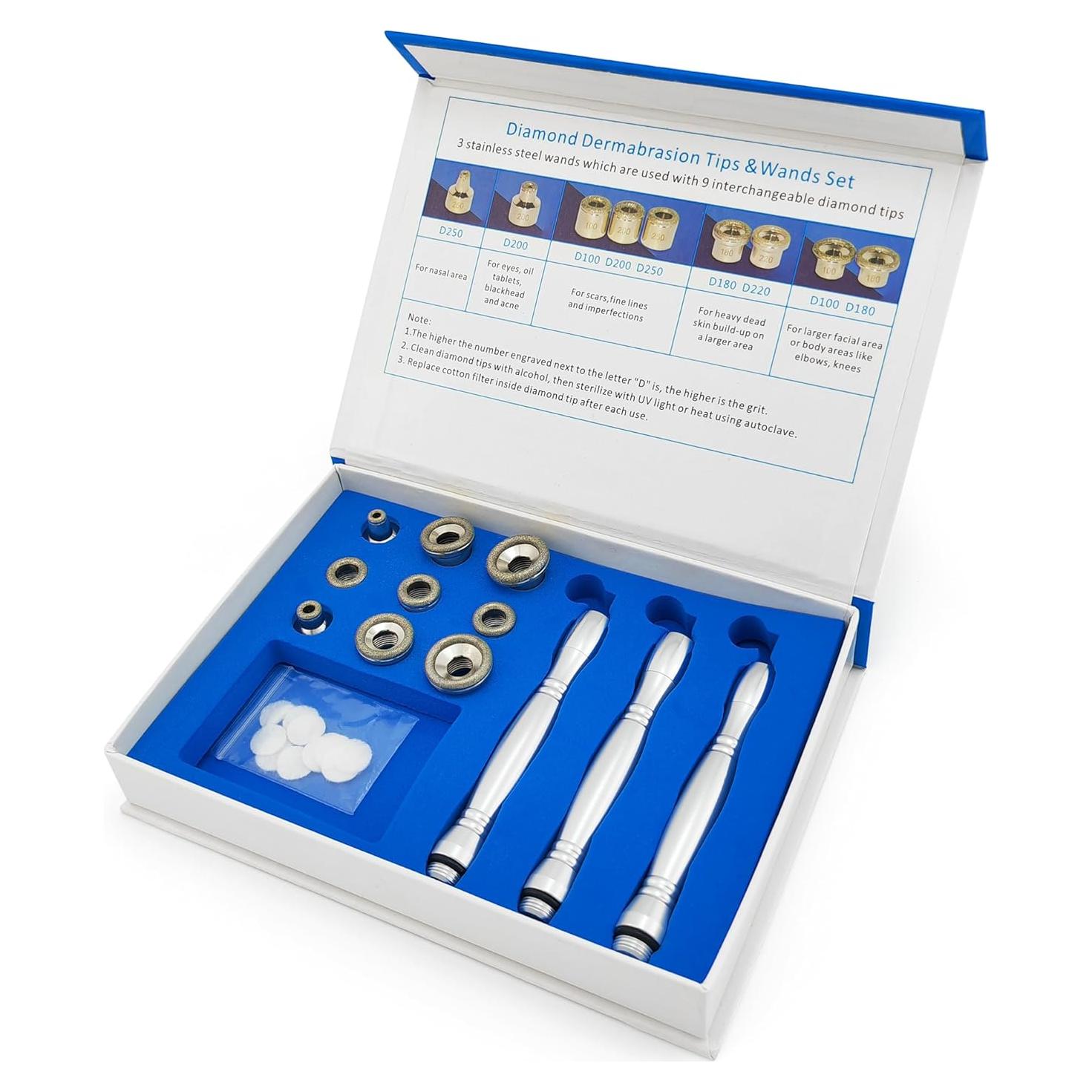 Kit de Dermabrasión de Diamante Elitzia ETL06A - 3 Varitas y 9 Cabezas
