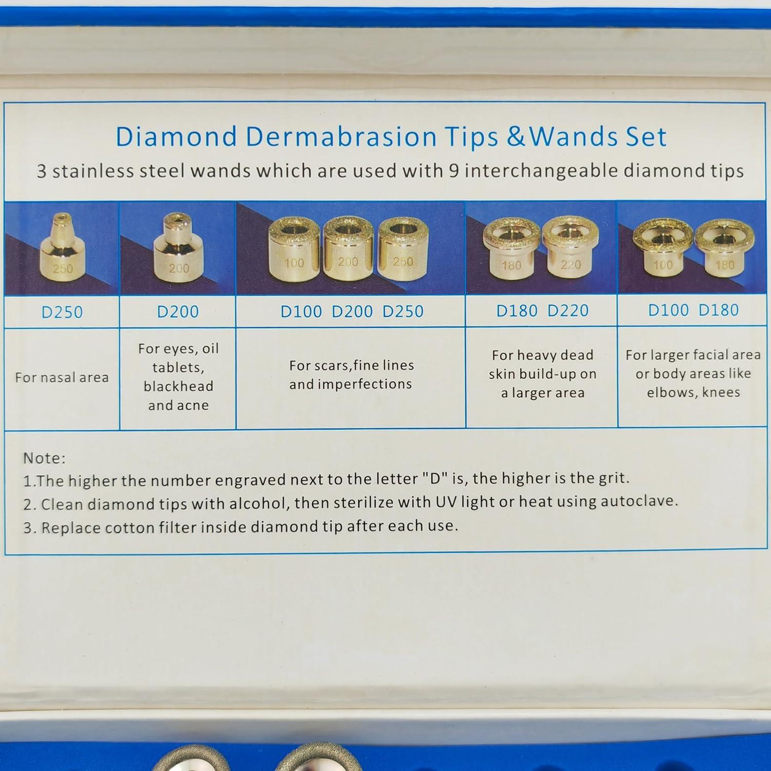 Kit de Dermabrasión de Diamante Elitzia ETL06A - 3 Varitas y 9 Cabezas