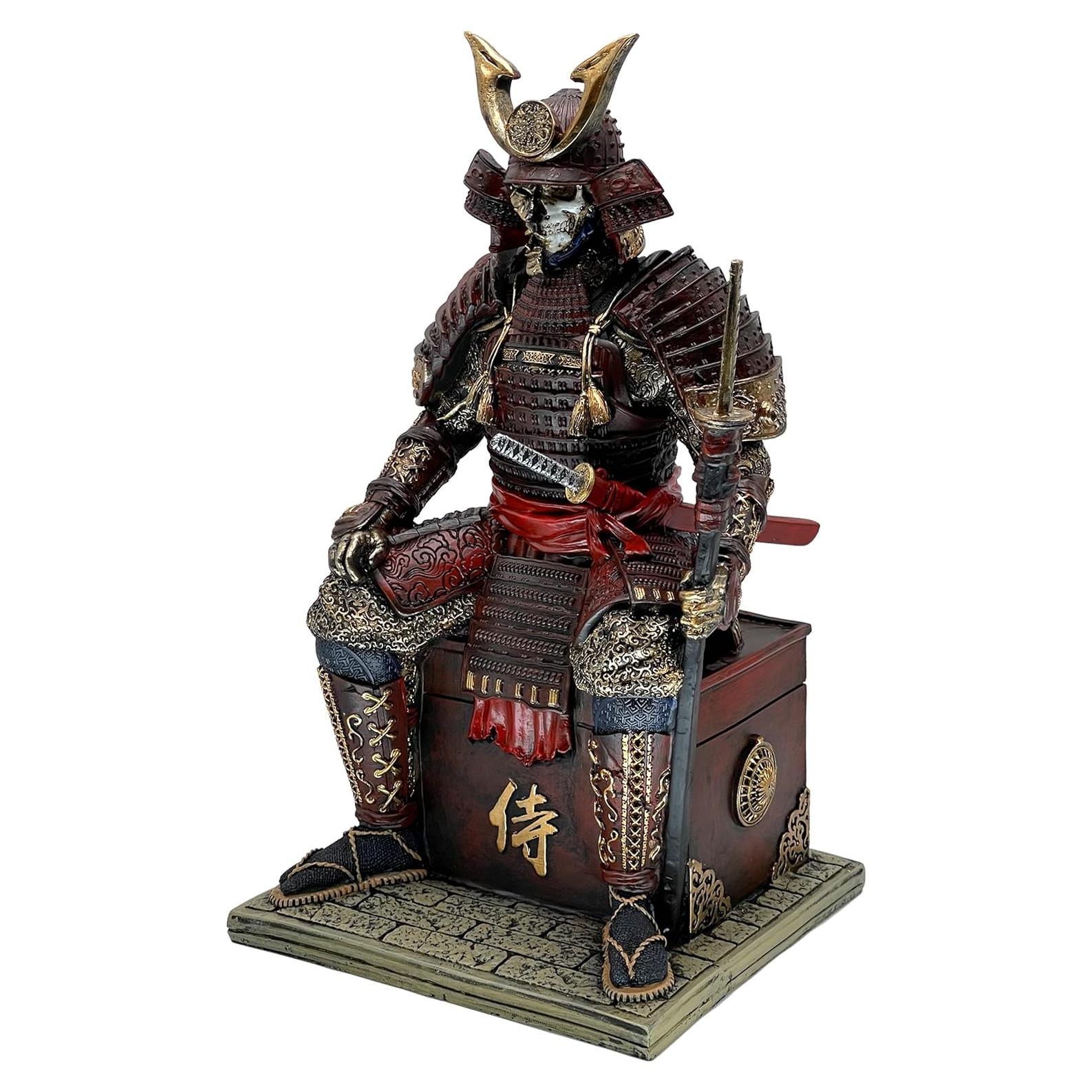 Estatua de Resina Samurai No Muerto LOOYAR 39.1 cm Rojo Dorado