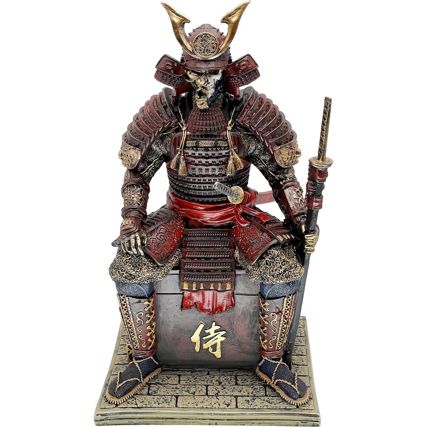 Estatua de Resina Samurai No Muerto LOOYAR 39.1 cm Rojo Dorado