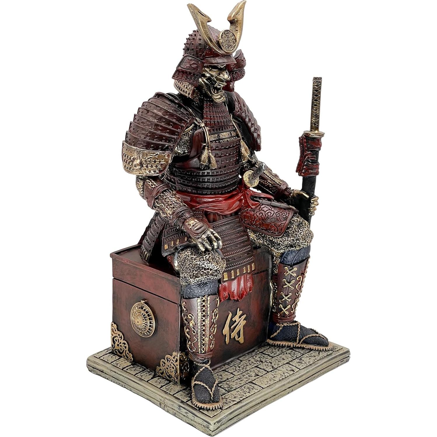 Estatua de Resina Samurai No Muerto LOOYAR 39.1 cm Rojo Dorado