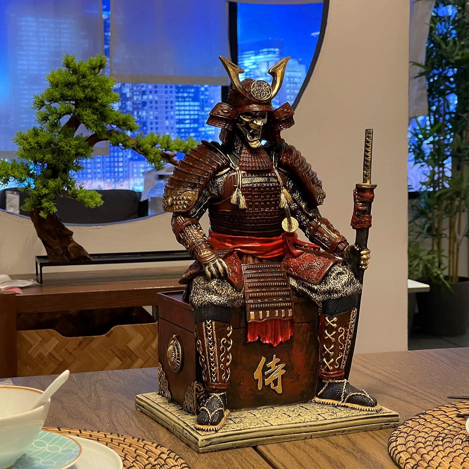 Estatua de Resina Samurai No Muerto LOOYAR 39.1 cm Rojo Dorado