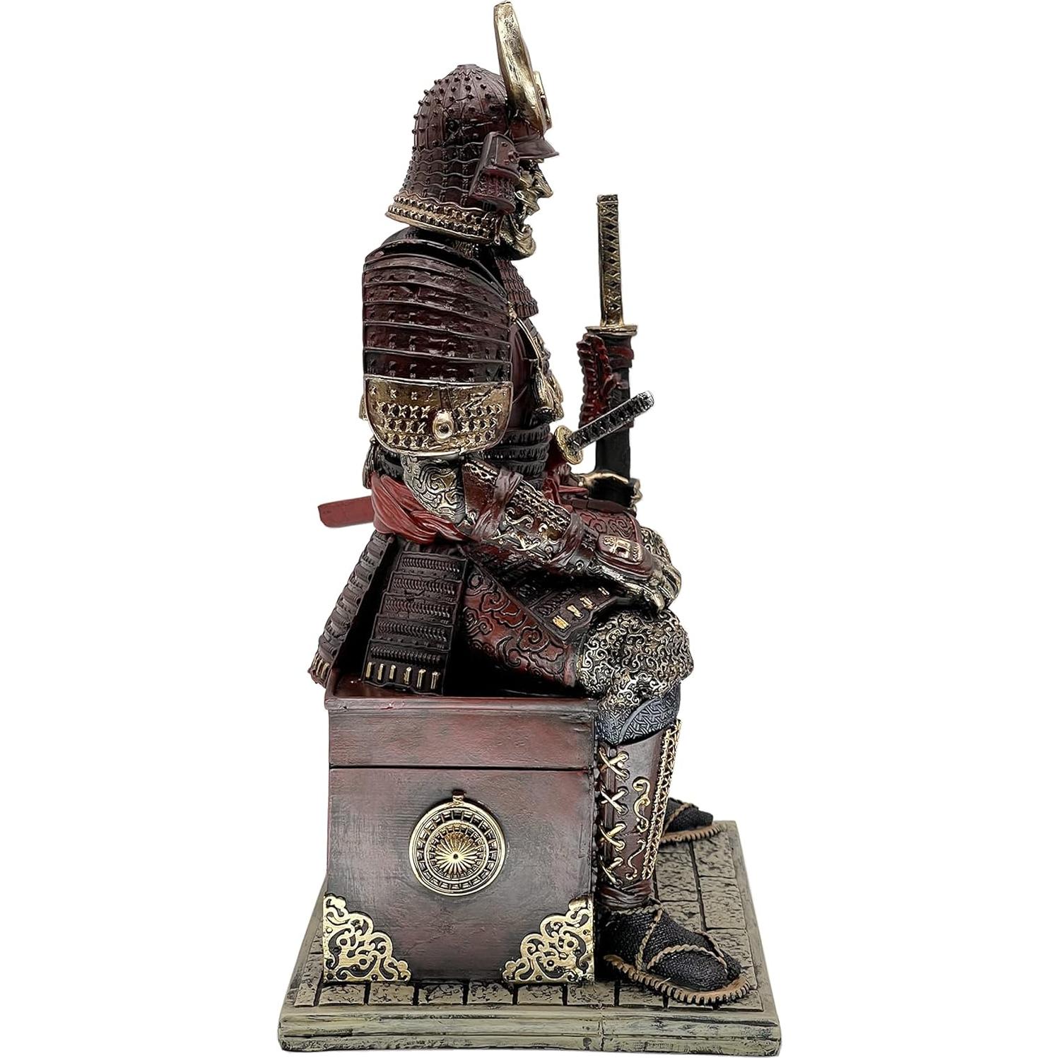 Estatua de Resina Samurai No Muerto LOOYAR 39.1 cm Rojo Dorado