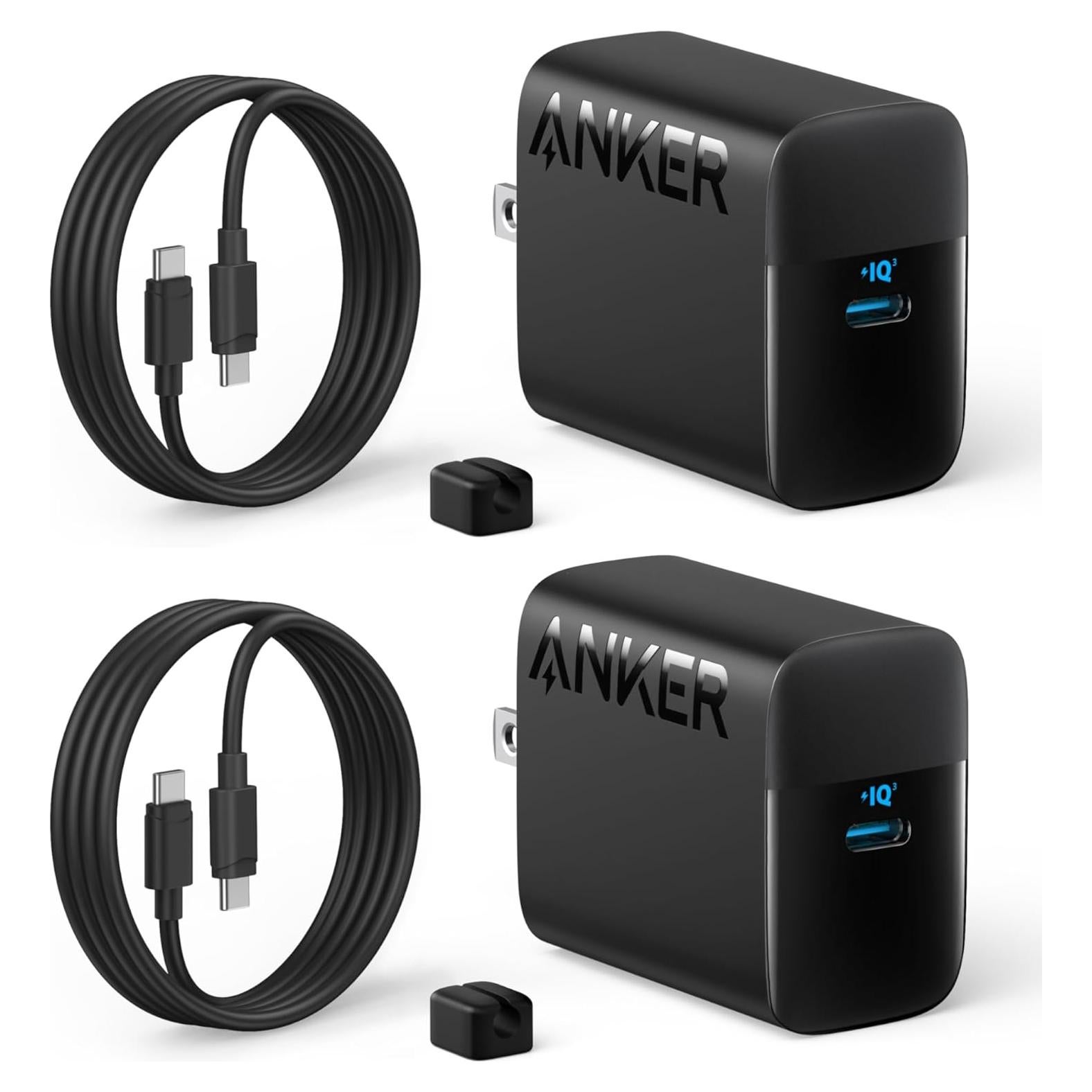 Cargador USB-C Anker 45W Rápido con 2 Cables 1.5m Negro