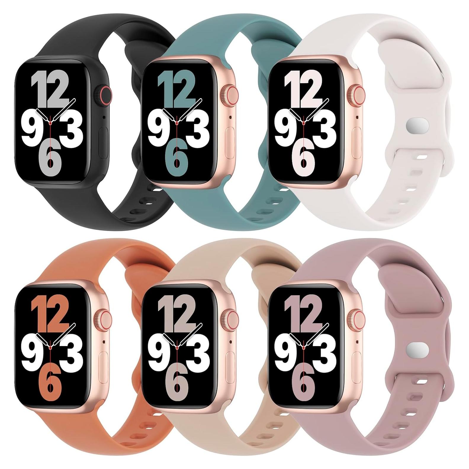 Paquete de 6 bandas de silicona Slimband para Apple Watch 38-49mm