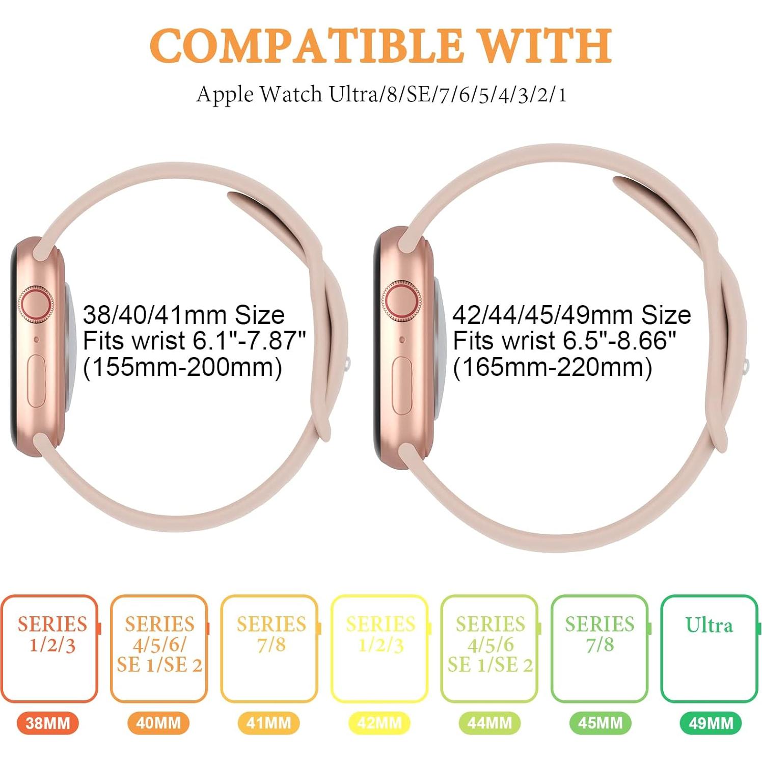 Paquete de 6 bandas de silicona Slimband para Apple Watch 38-49mm