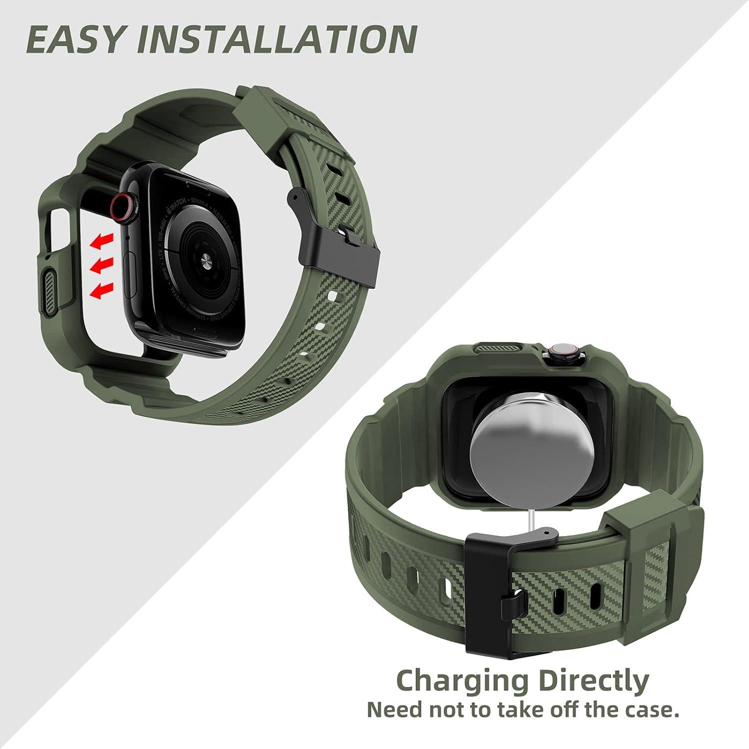 Correa con Funda OROBAY para Apple Watch 41mm 40mm 38mm Verde Militar