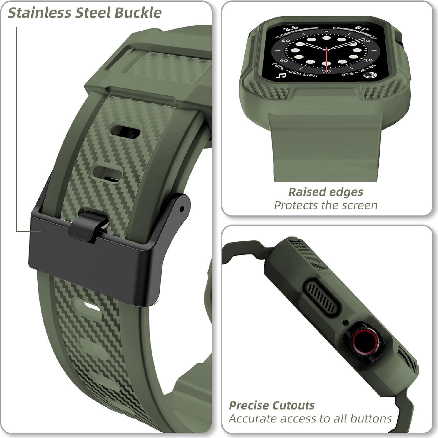 Correa con Funda OROBAY para Apple Watch 41mm 40mm 38mm Verde Militar