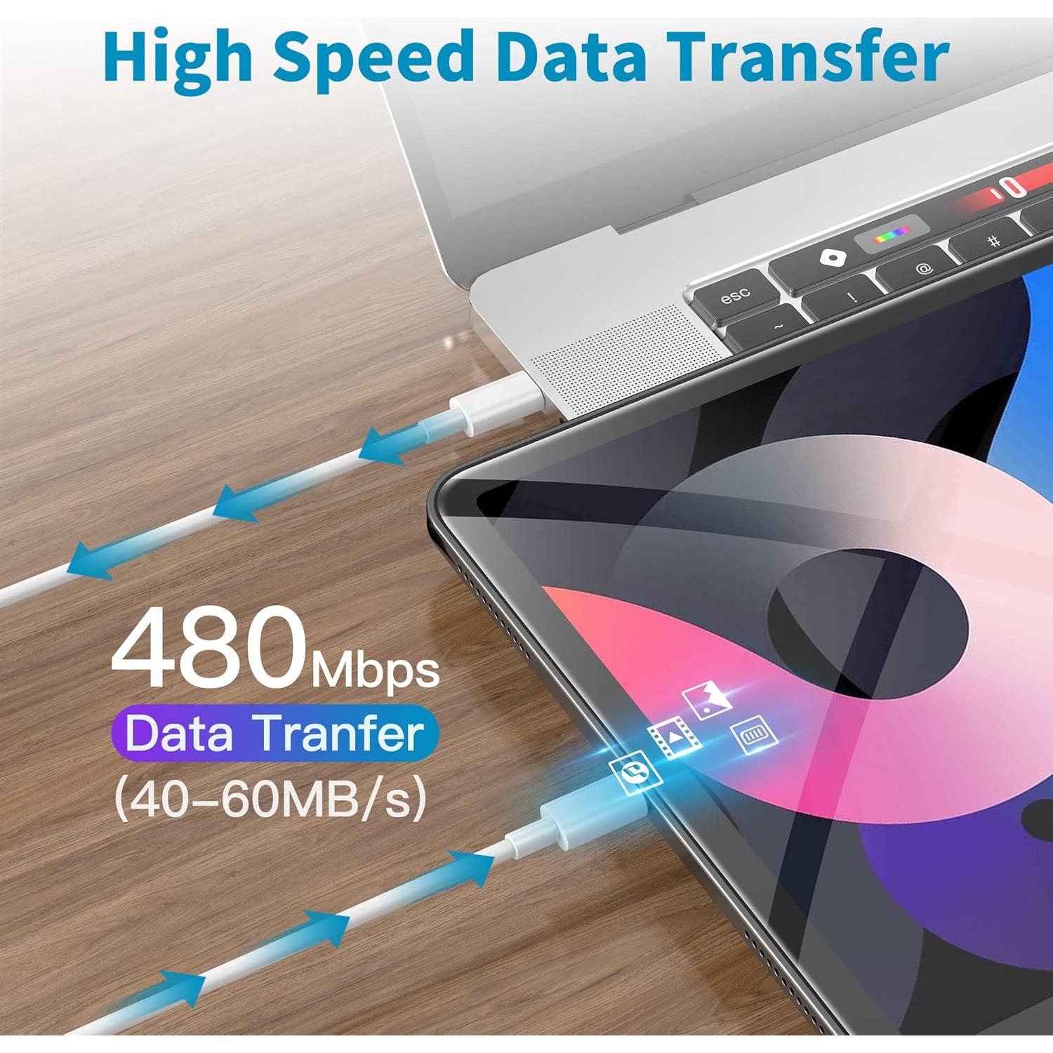 Cable USB-C a USB-C YBMTIGICS 0.30m carga rápida 60W