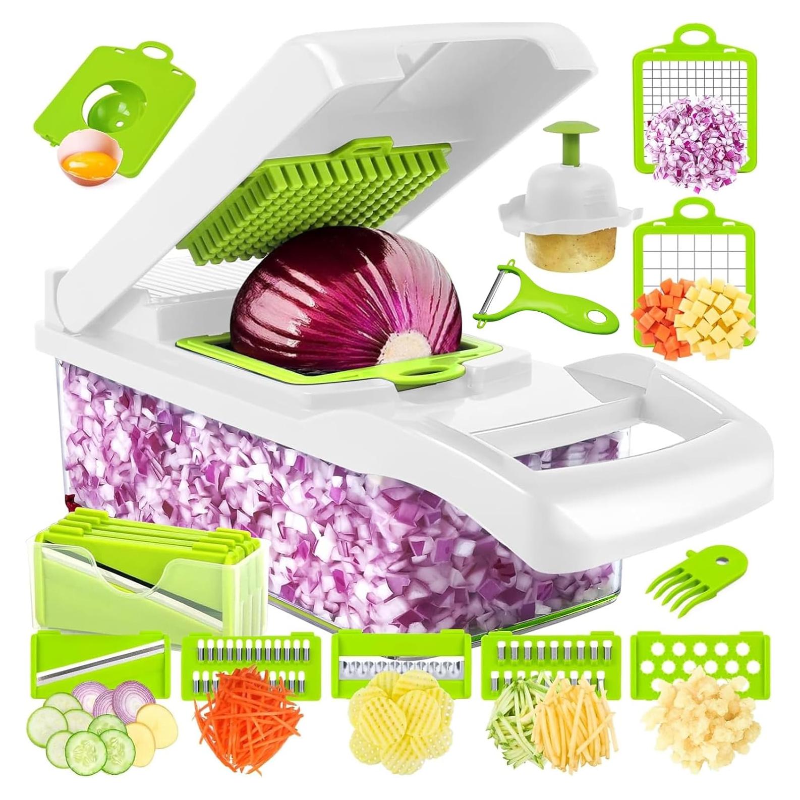 Cortador de Verduras 17-en-1 HYBIZEJZ con Contenedor Verde