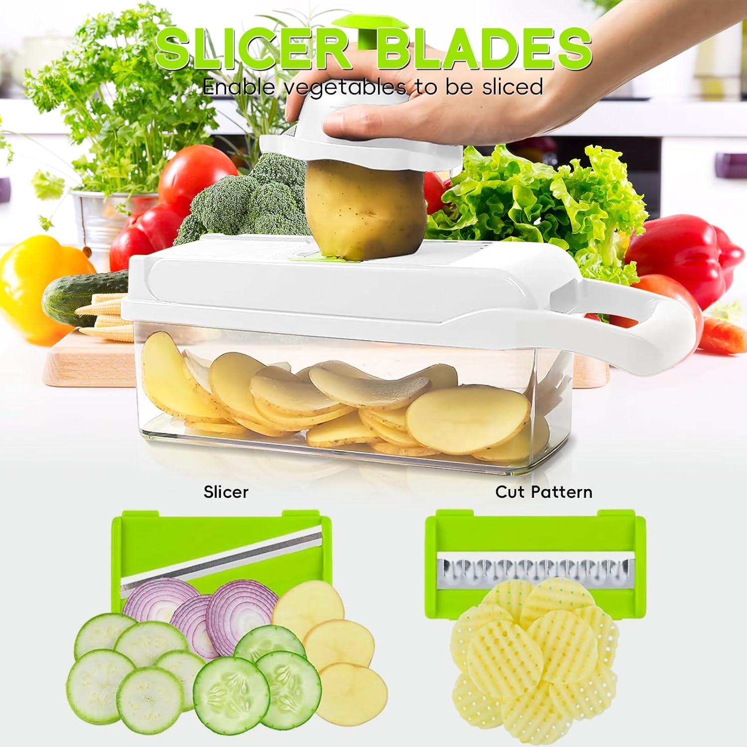 Cortador de Verduras 17-en-1 HYBIZEJZ con Contenedor Verde