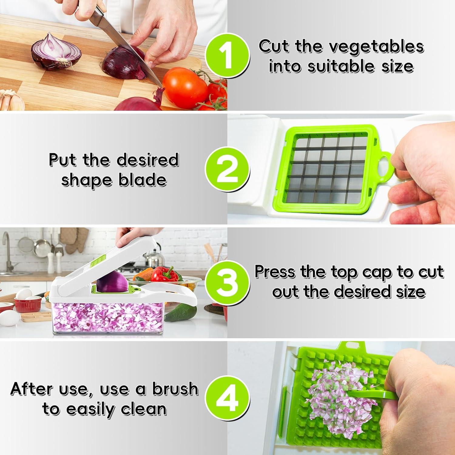 Cortador de Verduras 17-en-1 HYBIZEJZ con Contenedor Verde