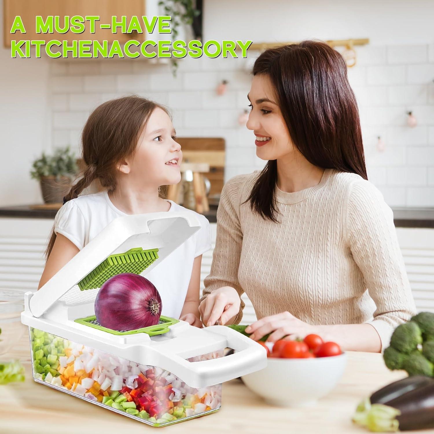 Cortador de Verduras 17-en-1 HYBIZEJZ con Contenedor Verde