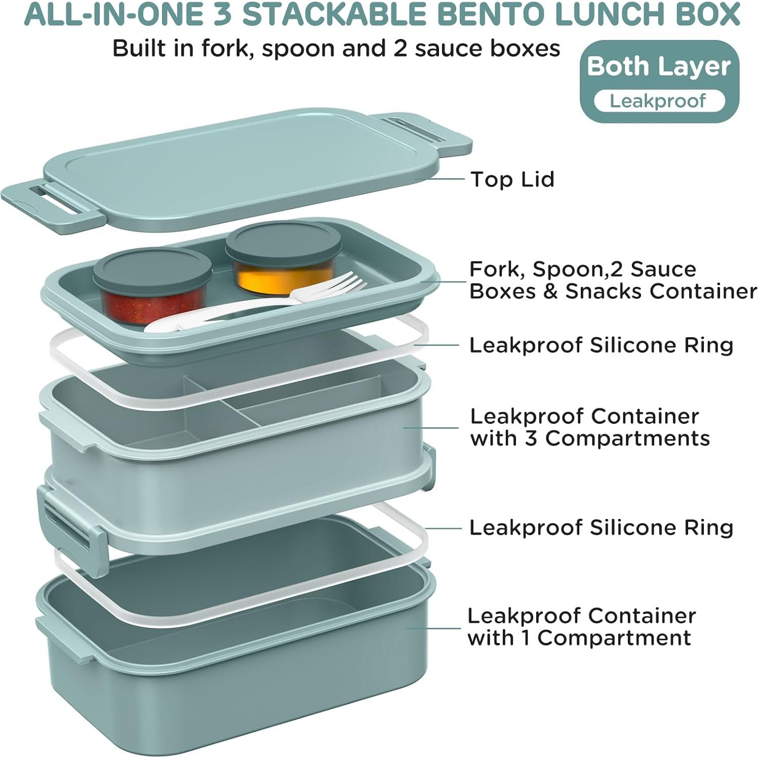 Caja de Almuerzo Bento DaCool 74 OZ Apilable a Prueba de Fugas